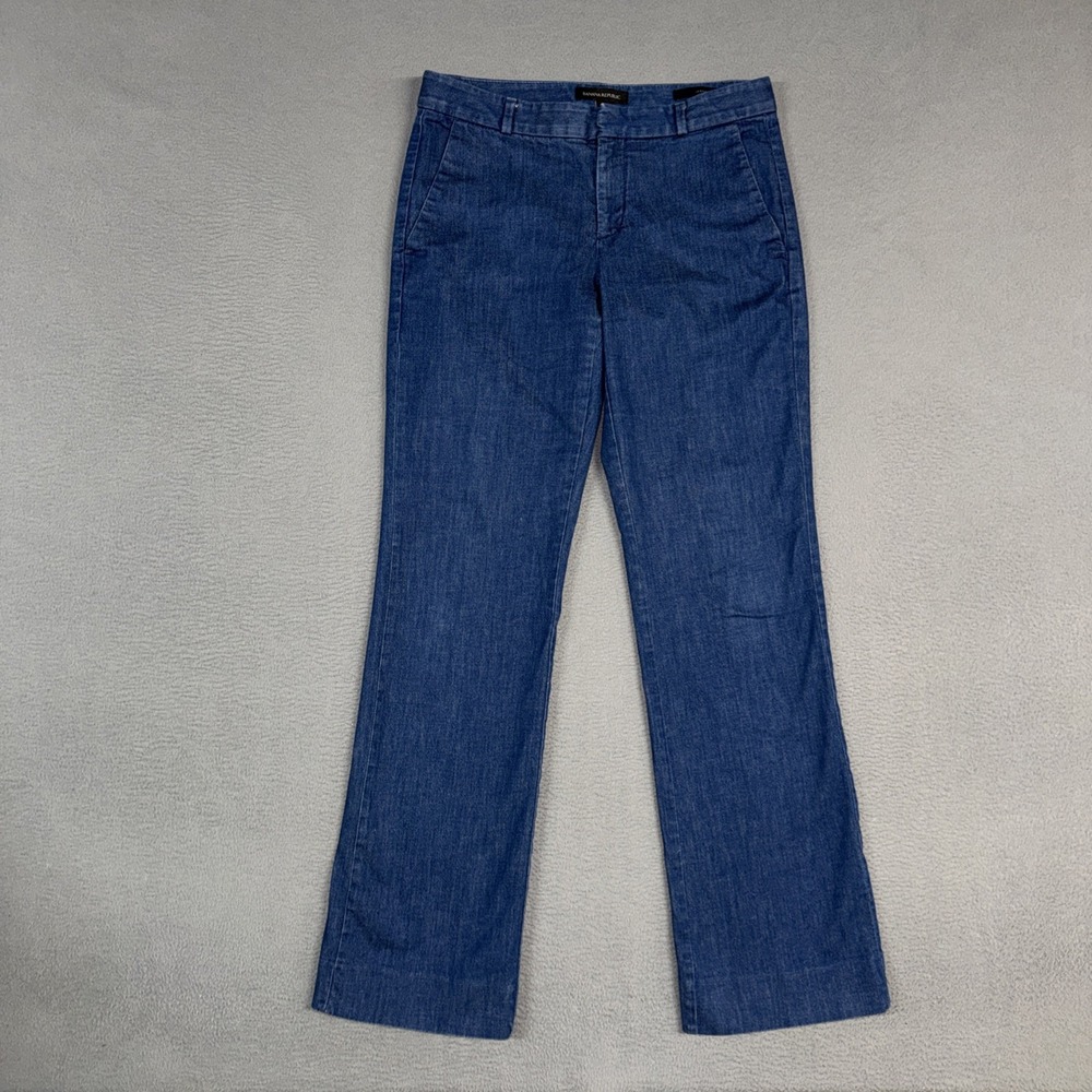 Banana Republic Pants Womens 2 Logan Bootcut Flat Front Stretch Cotton Twill